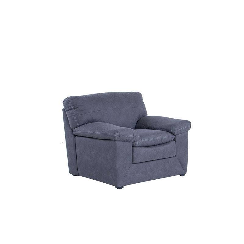 Sillón Calvin de Deurope.com.mx con tapizado en tela gris y diseño moderno para sala de estar.