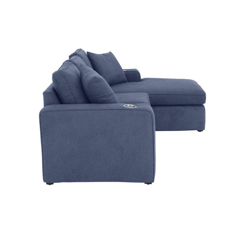 Sala Selena azul de Deurope.com.mx, conjunto de salas con tapizado en color azul y diseño moderno para sala de estar.