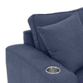 Sala Selena azul de Deurope, sofá con cojines y estructura moderna en color azul, ideal para sala de estar.