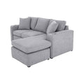 Sala Selena gris claro de deurope.com.mx, imagen que muestra el sofá de sala con cojines y estructura moderna en gris claro.