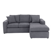 Sala Selena gris oscuro de Deurope.com.mx, sofá moderno con cojines y estructura en tonos gris, ideal para espacios elegantes.