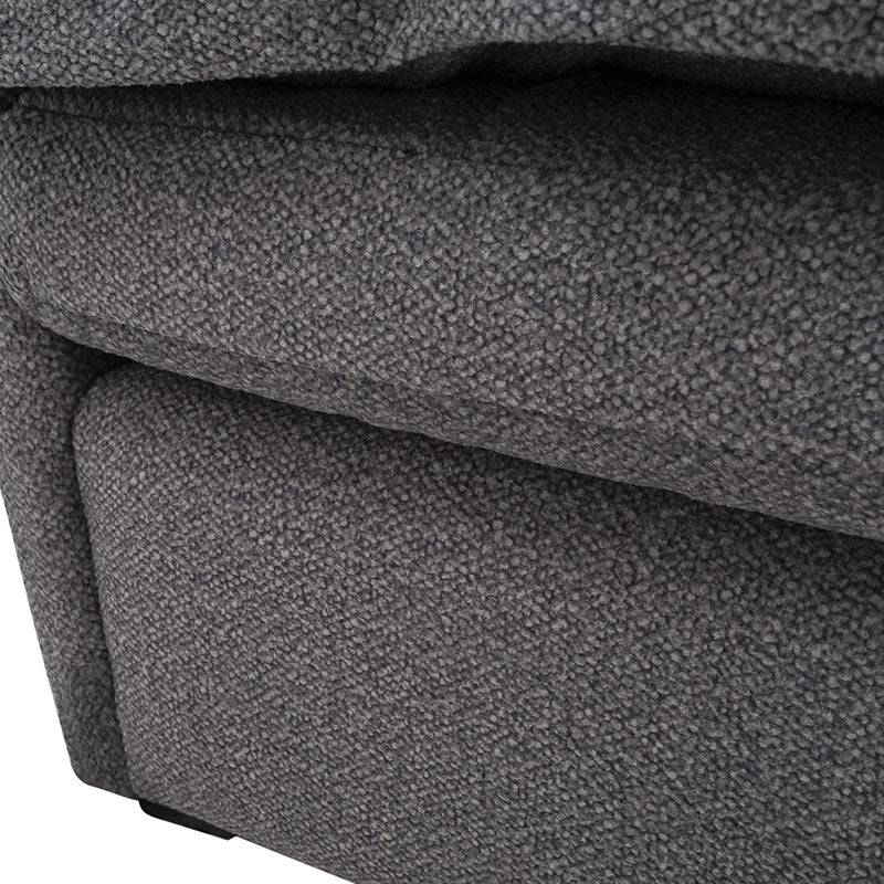 Sala Alejandría chaise derecha de tapiz gris claro, moderna sala de estar de Deurope con respaldo y cojines cómodos.