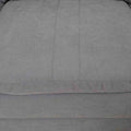 Sala Amara de color gris claro, sala de tapiz en tela tejida, con dimensiones de 276 cm de ancho, 92 cm de alto y 95 cm de fondo.