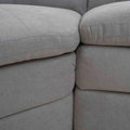 Sala Amara de tapiz gris claro, sala moderna con cojines en tela tejida, dimensiones 276x92x95 cm, deurope.com.mx