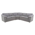 Sala Amara de tapiz gris claro con estructura de sala, dimensiones 276 cm de ancho, 92 cm de alto y 95 cm de fondo.