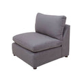 Juego de sala Francesca de 6 piezas en gris oscuro, con tejido plano y textura afelpada, sillón central visible en la imagen