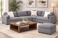 Módulo de sala Francesca, sillón central en gris oscuro con textura afelpada, de la marca deurope.com.mx.