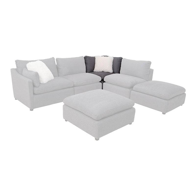 Sala Francesca - Esquinero Color Gris Oscuro en tejido plano con textura afelpada, dimensiones: Frente 93 cm Alto 88 cm Fondo 93 cm