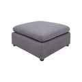 Juego de sala Francesca de 6 piezas en tela gris oscuro, incluye sillones, sofá y taburetes con textura afelpada.
