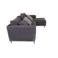 Sofá sala Jess con chaise derecho en color gris, deoupe.com.mx, vista lateral que muestra el diseño moderno y cómodo del mueble