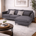 Sala Jess chaise derecha gris de deurope.com.mx, sofá con chaise longue en tela gris y diseño moderno para sala de estar.