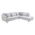 Sala Jess con chaise de tapiz en tela marfil, sofá de esquina moderna con estructura de madera y cojines cómodos.
