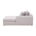 Sala San Miguel con chaise deurope.com.mx en tela marfil con textura afelpada, vista frontal, 100 cm de alto y 182 cm de fondo.
