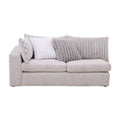 Módulo de sala San Miguel loveseat lateral de Deurope en tejido plano con textura afelpada, en color marfil, vista frontal.