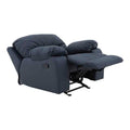 Sillón individual de la sala Enzo III en color azul cobalto, tapizado en piel y leather touch, con respaldo y asiento acolchados.