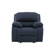 Sillón individual de la sala Enzo III, en color azul cobalto con piel y leather touch, parte de las salas modulares de deurope.com.mx