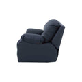 Sillón individual de la sala Enzo III en cuero y leather touch azul cobalto, con respaldo y asiento acolchado.