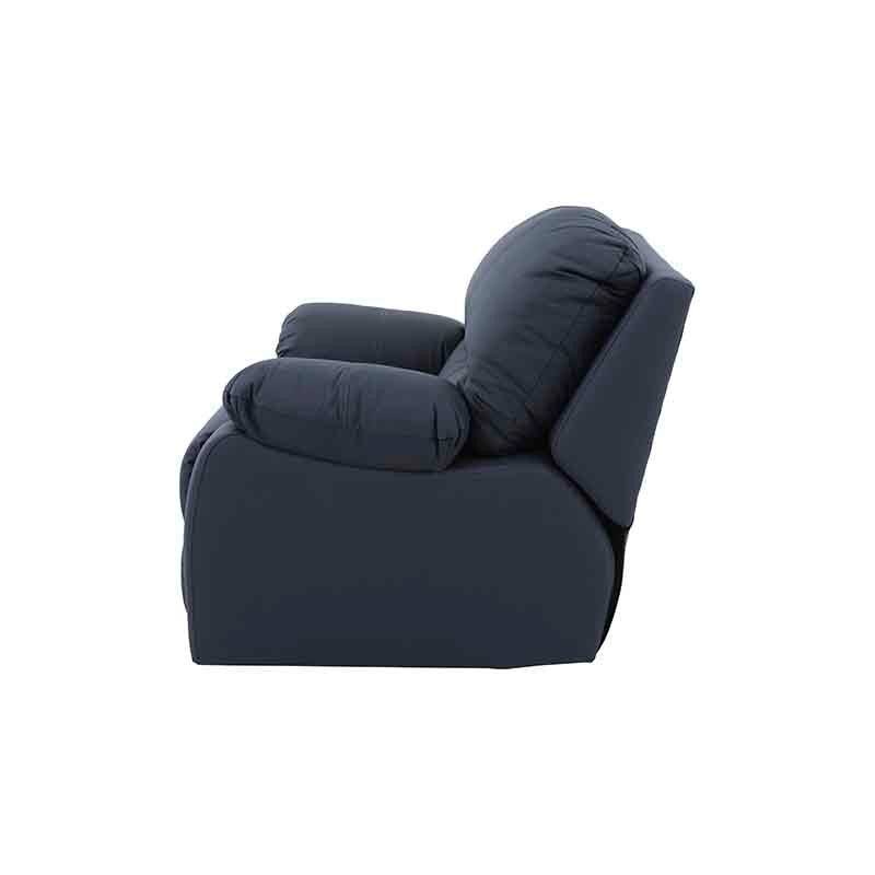 Sillón individual de sala Enzo III en piel azul cobalto, parte de las salas modulares de deurope.com.mx, con respaldo y asiento acolchados.