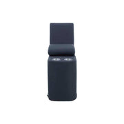 Sala Enzo III de Deurope en color azul cobalto, con estructura de piel y leather touch, vista frontal, 85 cm de ancho.