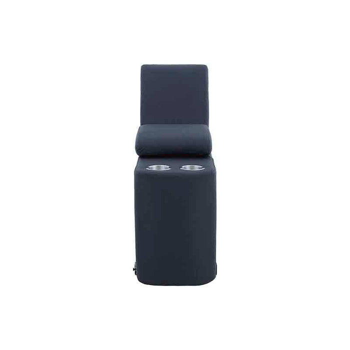 Sala Enzo III de Deurope en color azul cobalto, con estructura de piel y leather touch, vista frontal, 85 cm de ancho.