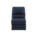 Sillón central de la sala Enzo III de piel azul cobalto, módulo de sala de estilo moderno y elegante de deurope.com.mx