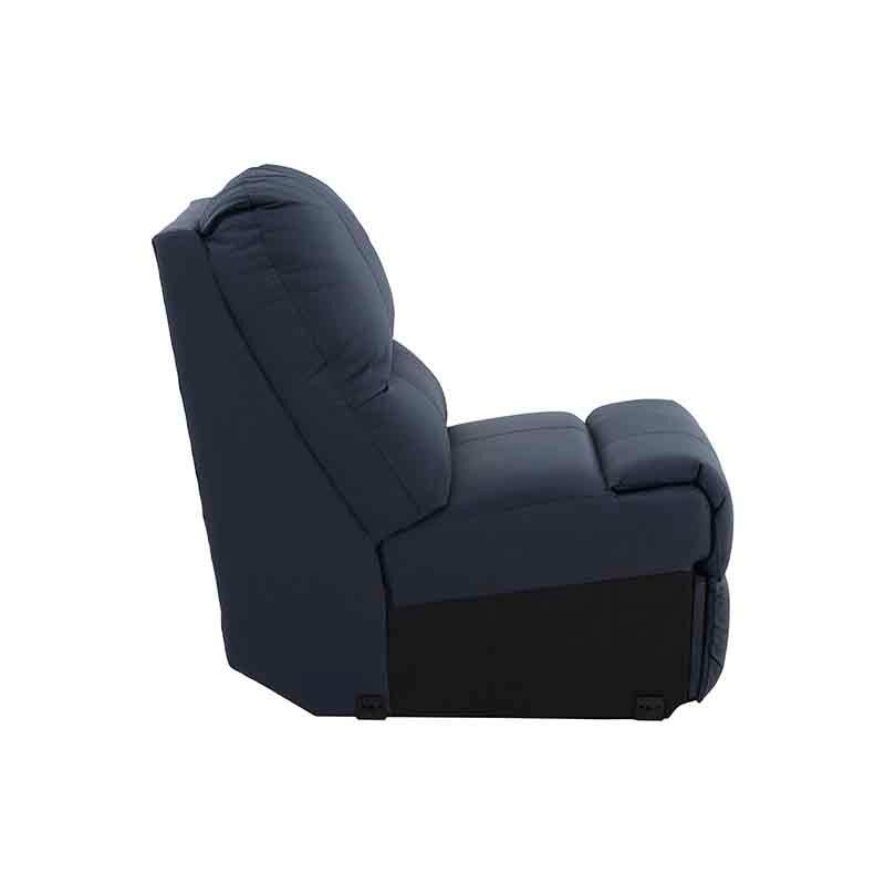 Sillón central del módulo de sala Enzo III en color azul cobalto, tapizado en piel y leather touch, de la marca deurope.com.mx.