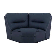 Módulo de sala enzo III esquinero de cuero azul marino, con estructura moderna y tapizado en piel y leather touch, frente y fondo de 100 cm.