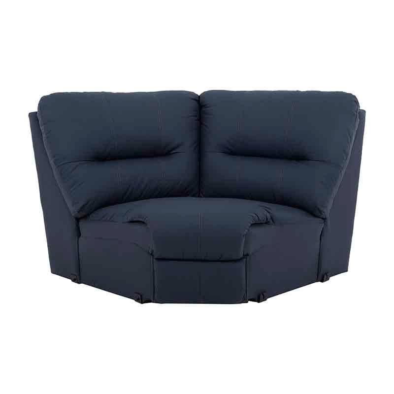 Módulo de sala enzo III esquinero de cuero azul marino, con estructura moderna y tapizado en piel y leather touch, frente y fondo de 100 cm.