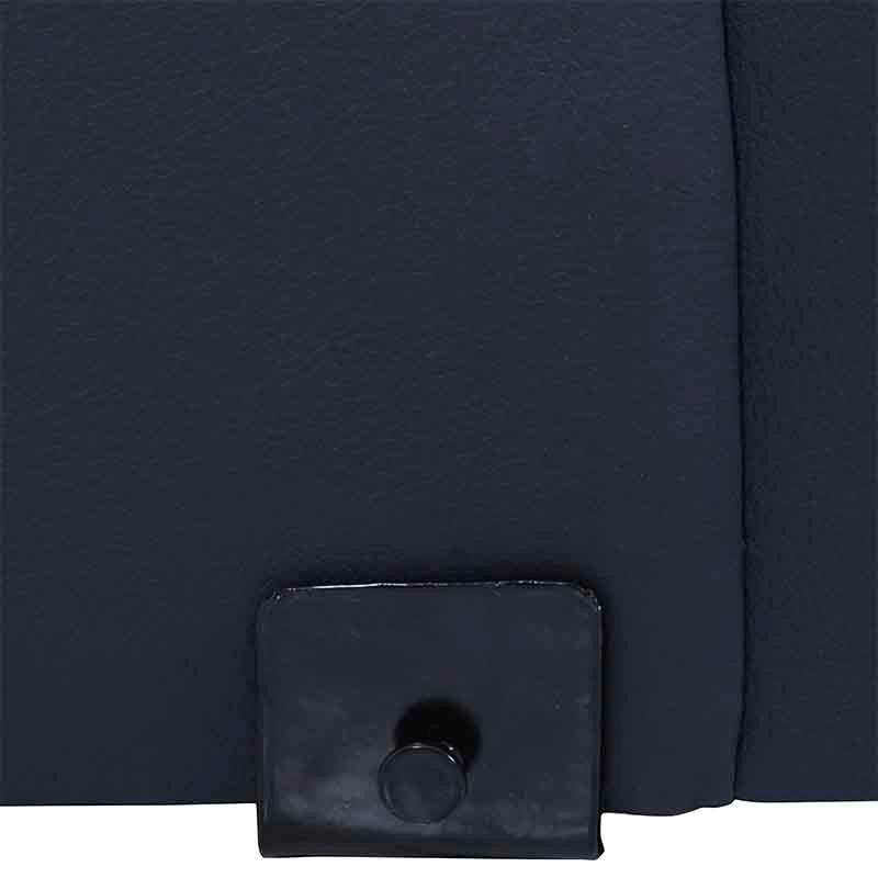 Módulo de sala enzo III esquinero en piel y leather touch azul marino, con estructura moderna y asiento cómodo.