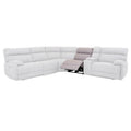 Sillón central reclinable de la sala Pauda II en gris, módulo de sala de tapiz de tela con estructura moderna.