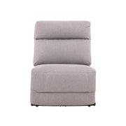 Sillón central reclinable de la sala Pauda II en tono gris, módulo de sala de tapiz en tela, frente 80 cm, alto 100 cm, fondo 90 cm.