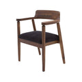 Silla de comedor Montecarlo de Deurope en tela de poliéster color café con estructura negra, vista frontal.