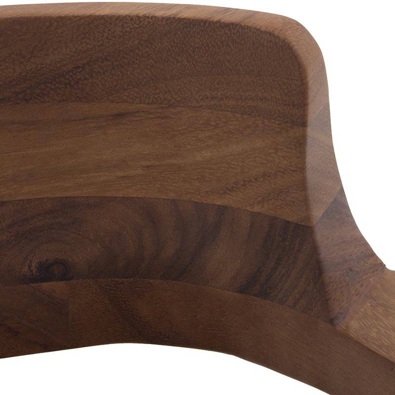 Silla de comedor Montecarlo de Deurope en tela de poliéster color café con patas de madera oscuras, vista frontal.