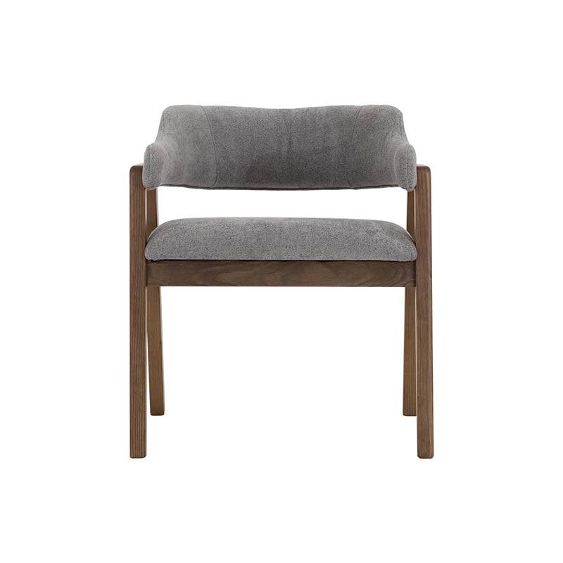 Silla de comedor Balam de couleur gris oscuro, diseño moderno, con respaldo y estructura de madera, deurope.com.mx