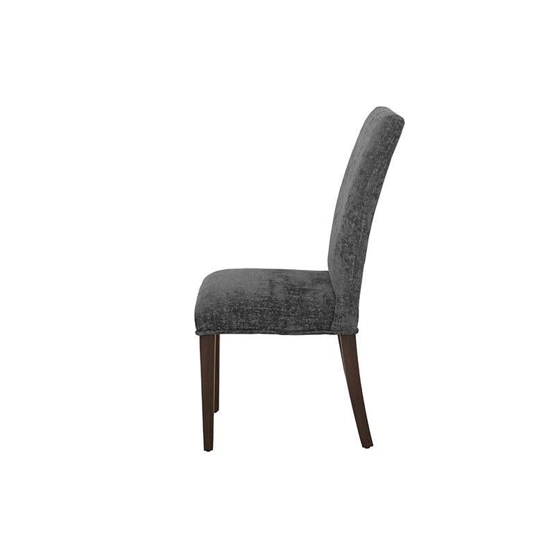 Silla de comedor Vemer en color gris, tapizada en tela. Imagen 4.