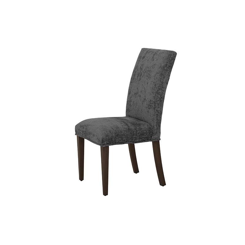 Silla de comedor Vemer en color gris, tapizada en tela. Imagen 5.