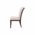Silla de comedor Creta II de deurope.com.mx en color tabaco con tapizado de tela, vista frontal, dimensiones 55x105x70 cm
