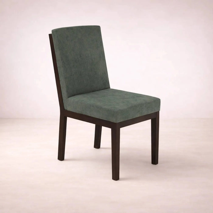 Juego de comedor Quetzal de 7 piezas con sillas verdes y diseño moderno, ideal para comedor elegante y funcional.
