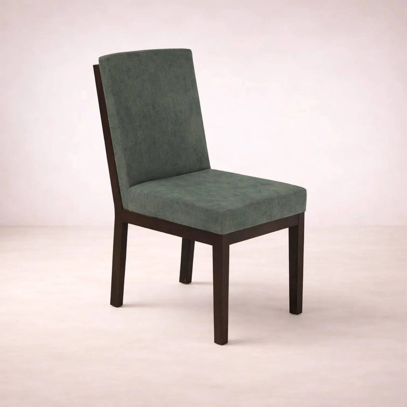 Juego de comedor Quetzal de 7 piezas con sillas verdes y diseño moderno, ideal para comedor elegante y funcional.