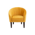 Sillón ocasional Andor de tapiz amarillo de terciopelo, con respaldo y asiento acolchados, en estilo moderno y elegante.