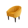 Sillón ocasional Andor de tapiz amarillo de terciopelo, con respaldo y asiento acolchados, en estilo elegante y cómodo.