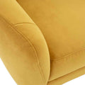 Sillón ocasional Andor de tapiz amarillo de terciopelo, con respaldo y asiento acolchados, de tamaño compacto y elegante.
