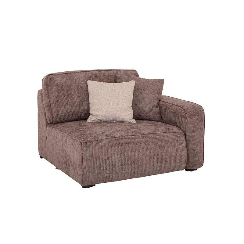 Módulo de sala Megan deupeor.com.mx, sillón lateral derecho en color beige, con cojines y estructura moderna.