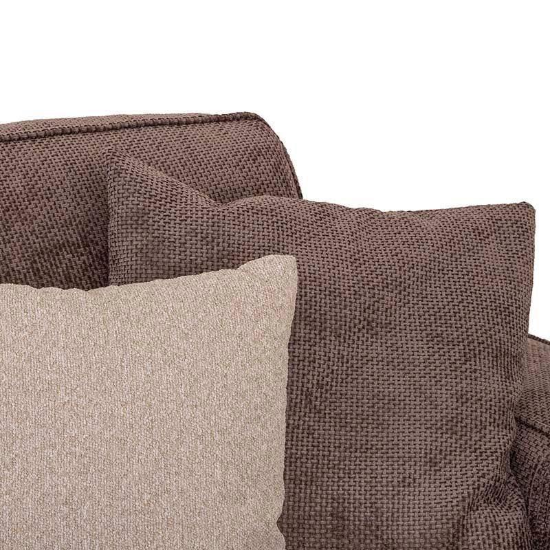 Sillón lateral derecho de la sala Megan en color beige, módulo de sala deurope.com.mx, con cojines y estructura acolchada