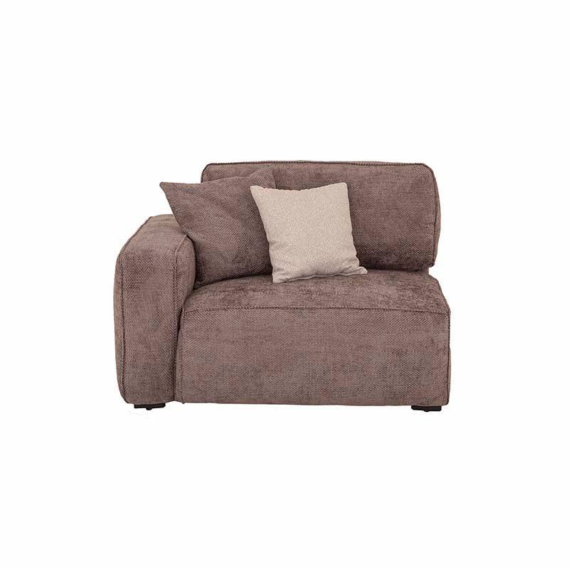 Sillón lateral izquierdo de la sala Megan deupeore, módulo de sala beige, con cojines cómodos y diseño moderno.