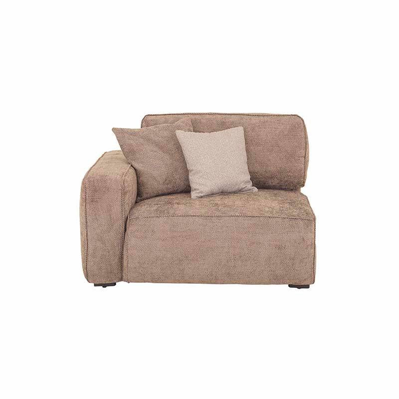 Sillón lateral izquierdo de la sala Megan de Deurope en color beige, módulo de sala cómodo y moderno.