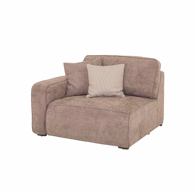 Sillón lateral izquierdo de la sala Megan deupeor en color beige, módulo de sala de diseño moderno.