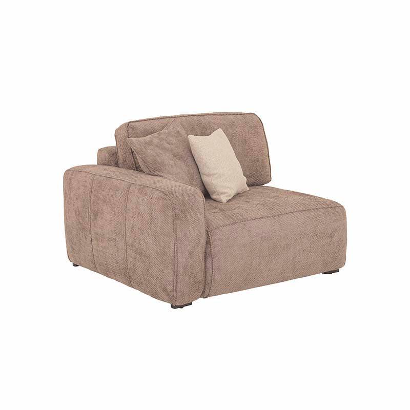 Módulo de sala Megan deurope.com.mx, sillón lateral izquierdo en color beige, con diseño moderno y cómodo para sala de estar.