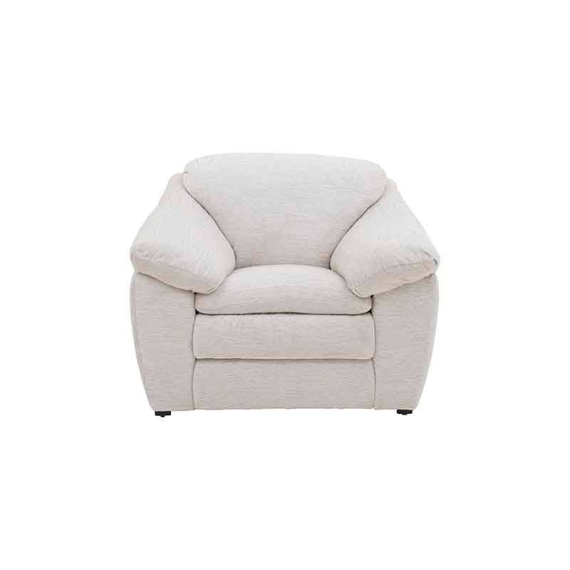 Sillón Chloe Color Marfil en Tela Money Snow Frente 102 cm Alto 90 cm Fondo 96 cm