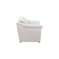 Sillón Chloe de 3 piezas en tela marfil, con cojines y estructura moderna, ideal para sala de estar elegante.